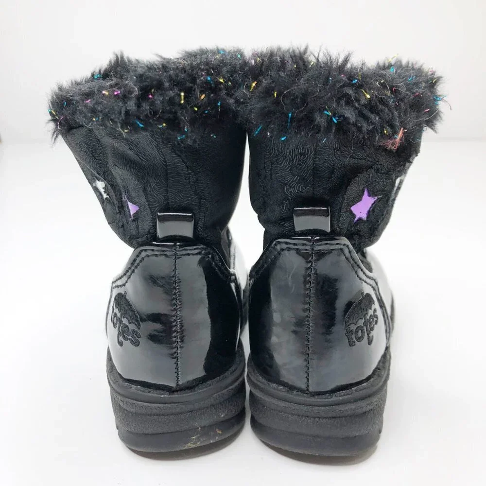 Totes Black Tinsel Faux Fur Boots